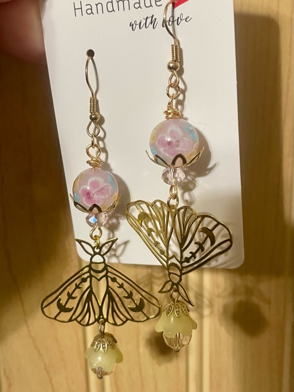 Handmade ‘Spring Flutter’ Floral Moth Earrings - Picture 8 of 8